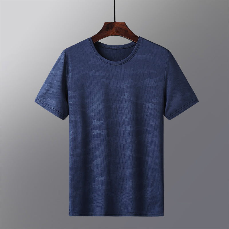 Outdoor Quick-drying Men's Round Neck Stretch Ice Silk Breathable Short Sleeves