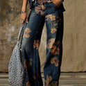 Ladies denim straight-leg pants