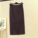 Korean women's high-waist split knit skirt