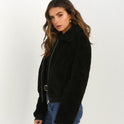 Explosion models plus velvet thick lapel short jacket women's long-sleeved cardigan wild shirt