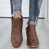 Round toe hand-woven belt single short boots