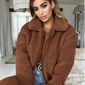 Explosion models plus velvet thick lapel short jacket women's long-sleeved cardigan wild shirt