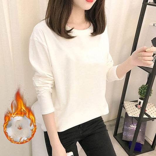 New Velvet Padded Long-Sleeved Women's Bottoming Shirt