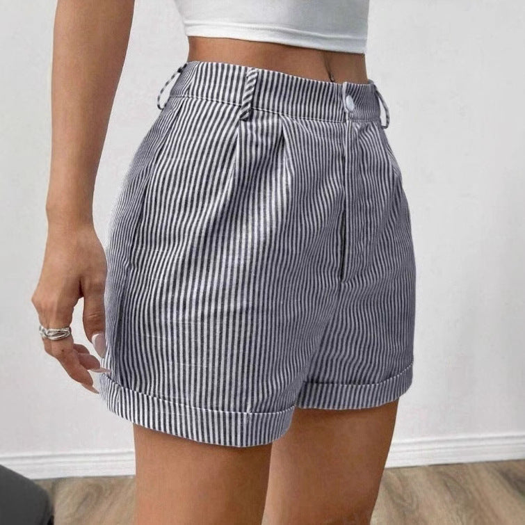 Women's Fashion Striped Pocket Shorts