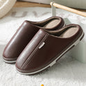 PU leather slippers male couple simple fur wood floor home