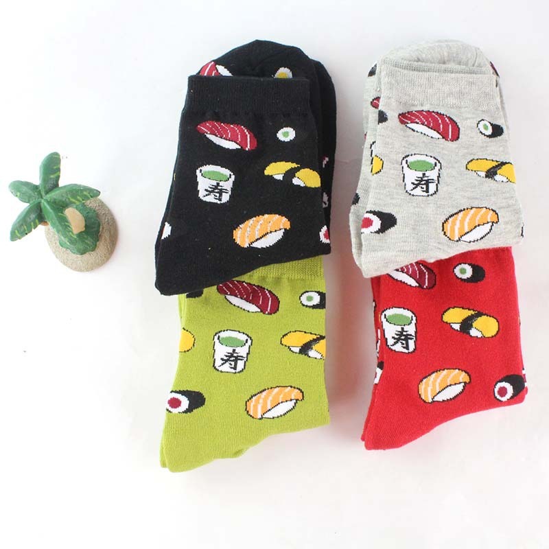 Creative cartoon life food sushi women's medium tube cotton socks