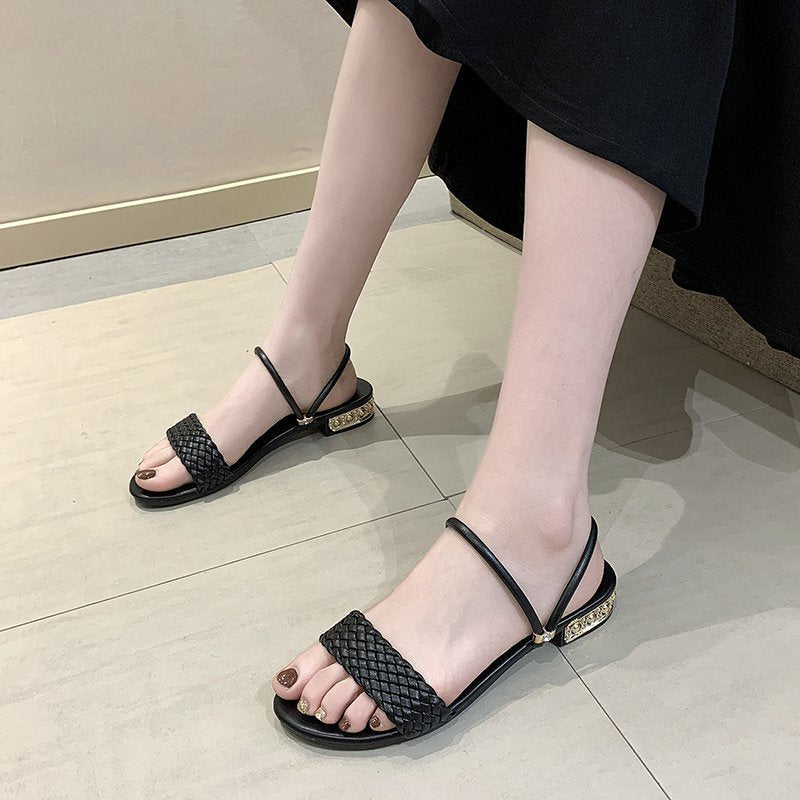 Simple Fairy Style Flat One Shoe Two Open-toed Sandals