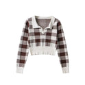 American Retro Plaid Slim Fit Short Sweater