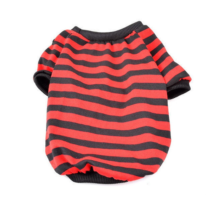 Casual striped round neck t-shirt pet dog clothes