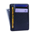 New Fashion Pu Leather Carbon Fiber Wallet Mini Slim Wallets Business Men Credit Card ID Holder with RFID Anti-chief Purse