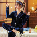 Couple Gold Velvet Long Sleeve Pajamas