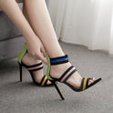 Elastic pointed high heel sandals