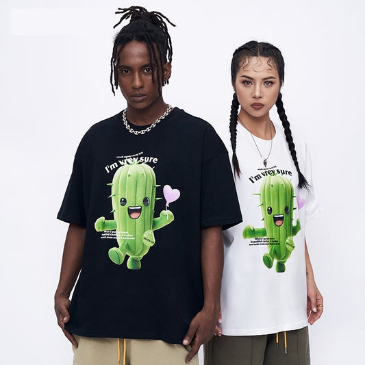 Men's Cartoon Cactus Printed T-shirt