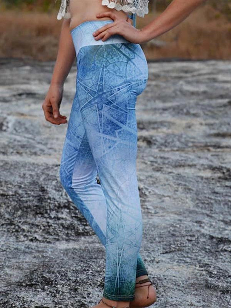 Tie-dye printed sports yoga pants