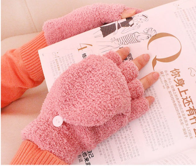 women's winter multi-functional half finger gloves