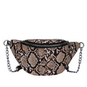 Snakeskin print large capacity belt bag