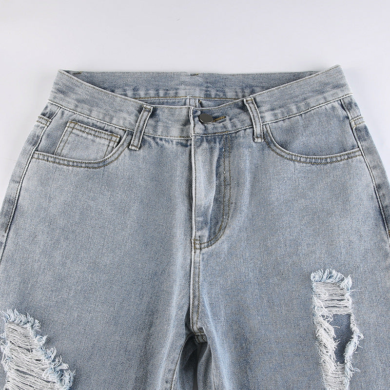 Women's Low Waist Ripped Loose Casual Jeans