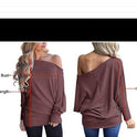 Women's Solid Color Long-sleeved Casual Loose T-shirt