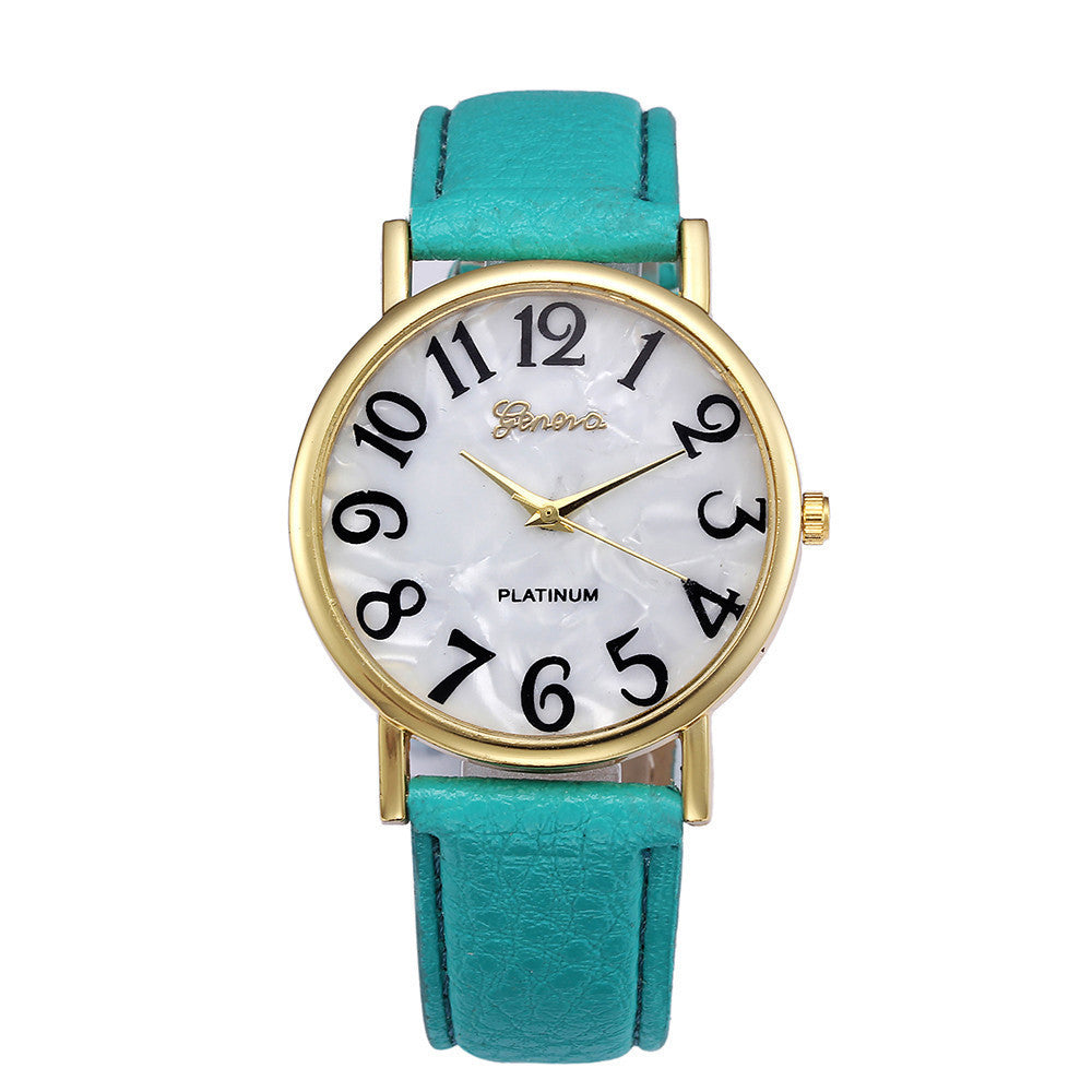 Marble Belt Watch Fashion Geneva Watch  Shell Face Casual Watch For Men And Women