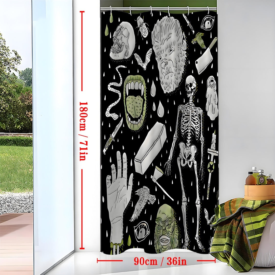 Printed Polyester Shower Curtain Waterproof Impermeable Hanging Partition Bathroom Curtain