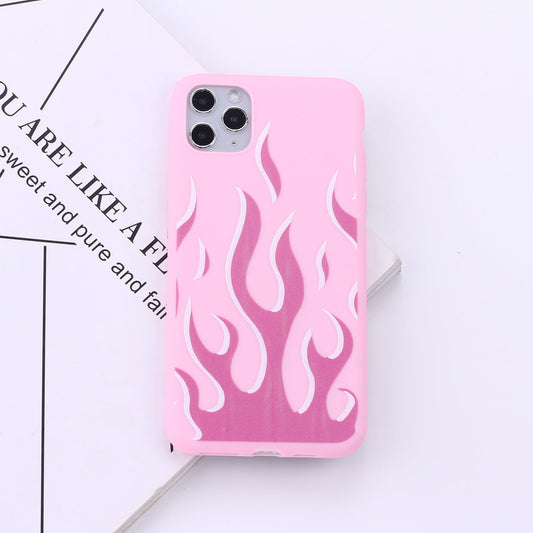 Compatible with Apple , Multicolor color soft shell flame phone case