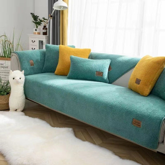 Lambswool Sofa Non-slip Plush Thickened Cushion Cover Towel