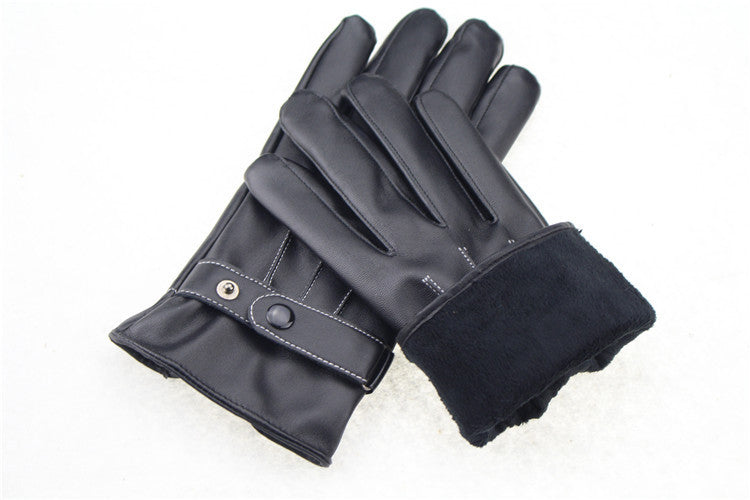 Touch screen leather gloves waterproof full finger