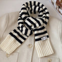 Striped Contrast Color Knitted Wool College Style Scarf