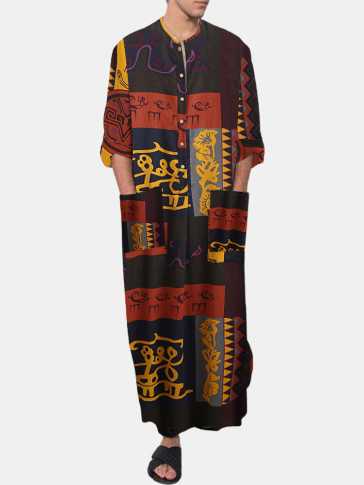 Casual Printed Long Long Sleeve Robe Dubai Robe