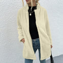 Solid Color Lapel Double-sided Velvet Large Slot Pocket Mid-length Coat Wool Sweater