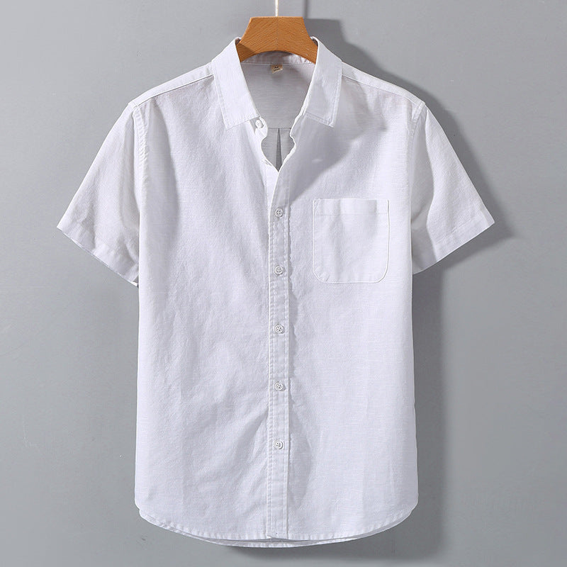 Men's Linen Short-sleeved Lapel Shirt