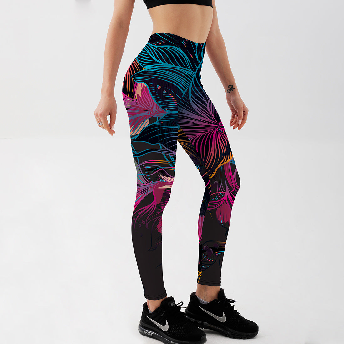 Floral And Petal Print Women's Leggings Sexy Fitness Pants