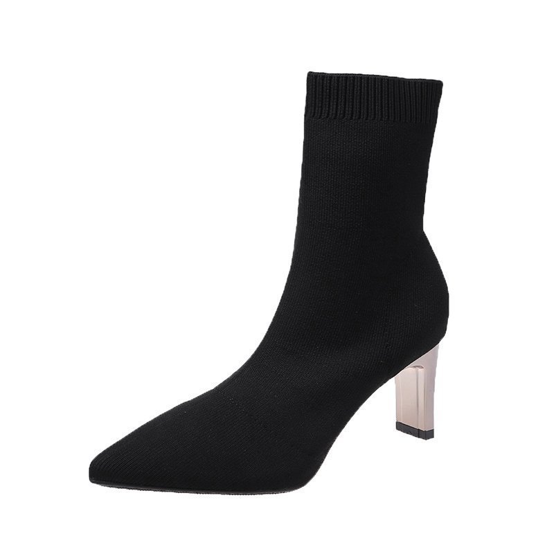 Women's Stretch Socks High Heels Knitted Thin Boots