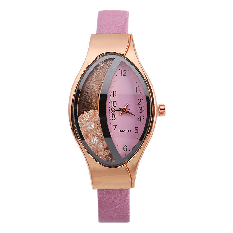 Watch Eye Shape Ladies Quartz Watch WISH Turn Bead Quicksand Belt Watch