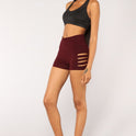 High-waist stretch-hole sweat shorts