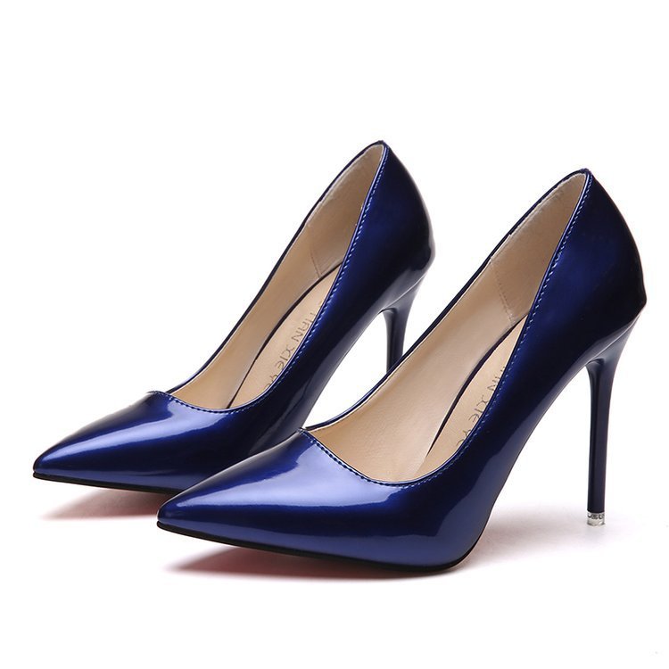 Patent leather pointed super high heel stiletto shoes