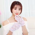 Women's Fashion Lace Satin Solid Color Gloves