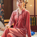 Couple Gold Velvet Long Sleeve Pajamas