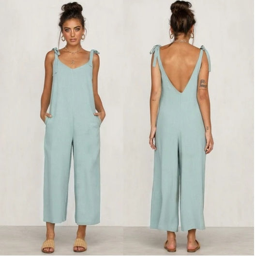 Women's wide-leg strap casual pants