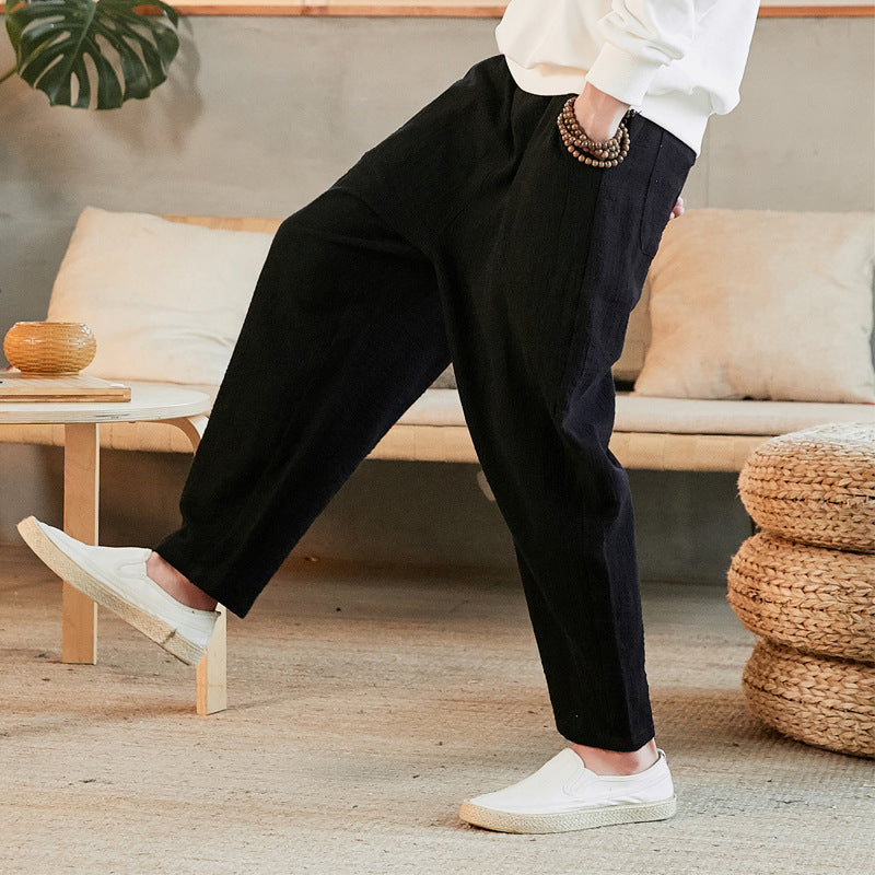 Loose Size Straight Youth Linen Casual Pants