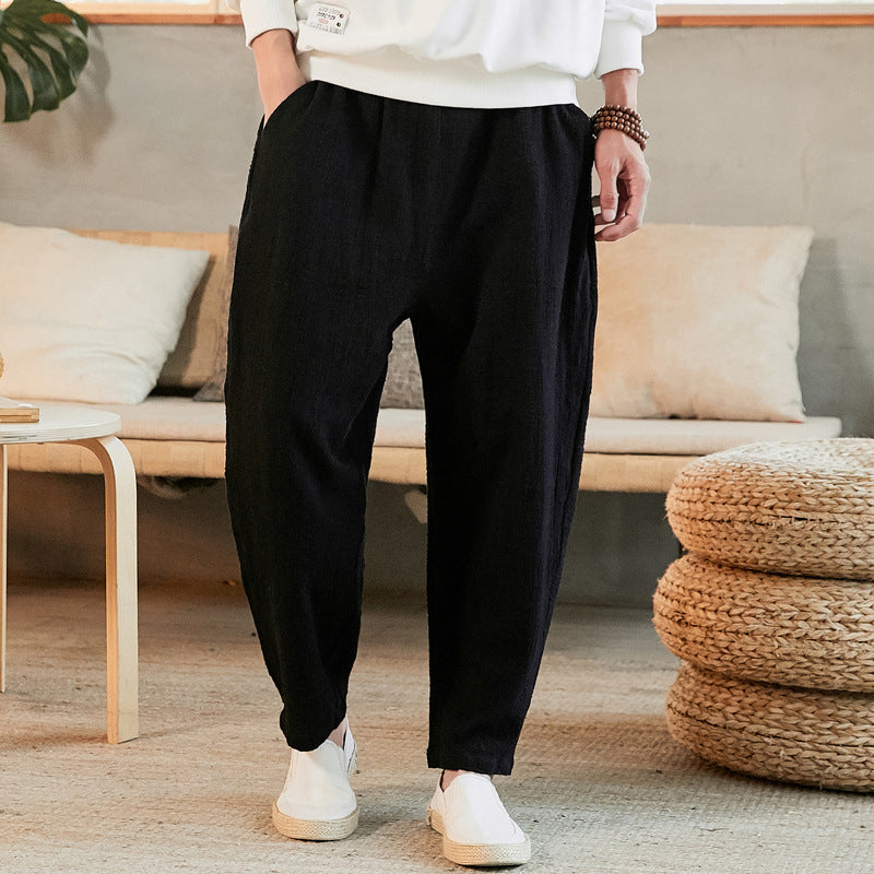 Loose Size Straight Youth Linen Casual Pants