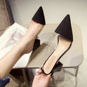 High Heels Summer Transparent Korean Fashion Sll-match Pointed Thick With Half-drag Outer Slippers