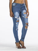 Ladies Fashion Ripped Denim Trousers And Feet Pants