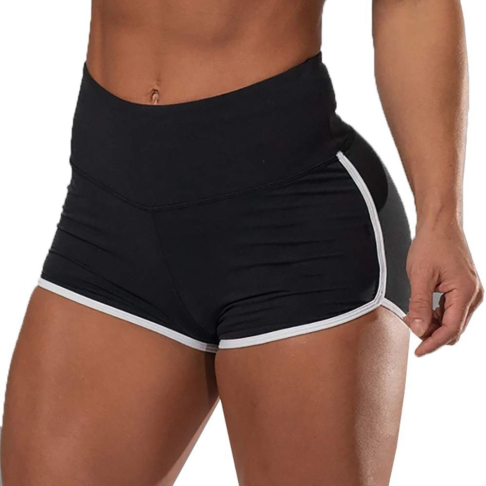 Sexy Solid Color High Waist Sports Running Tight Hip Shorts