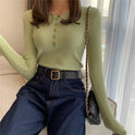 Women's Top Long-Sleeved Knitted Sweater Short Bottoming Shirt