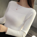 One Word Neck Sweater All-match Slim Bottoming Shirt