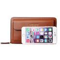 LEINSEN mobile phone leather handbag bag business men bag zipper hand bag purse derivative one generation