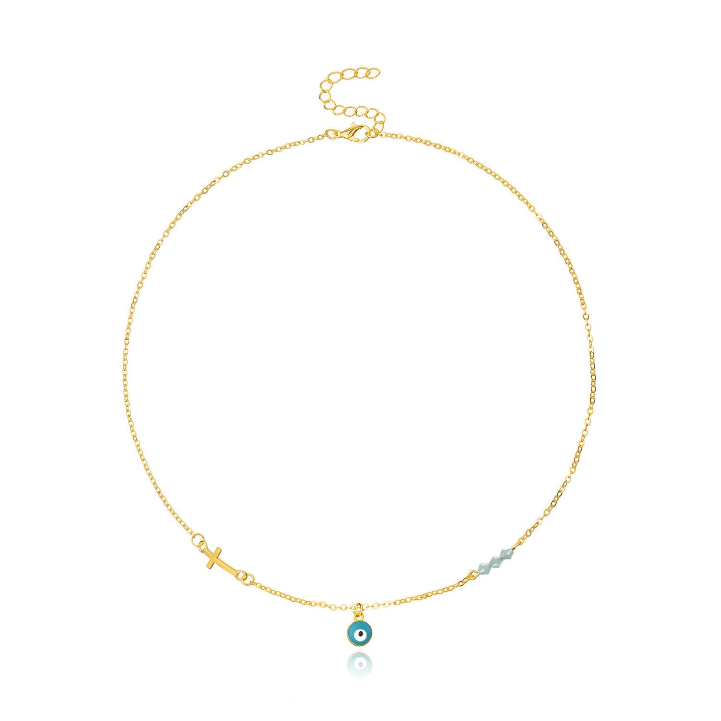 Pendant Fashion Cross Clavicle Chain Simple European And Beautiful Turquoise Necklace