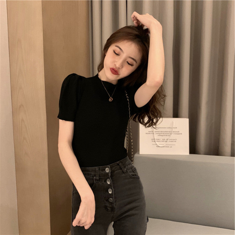 Fashion Western Style Retro Hong Kong Flavor Net Red Puff Sleeve Top