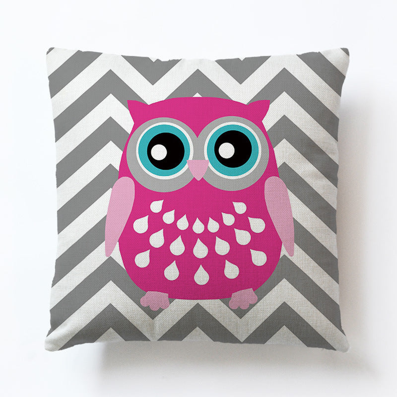 Owl Geometric Simple Animal Cute Cartoon Sofa Pillowcase